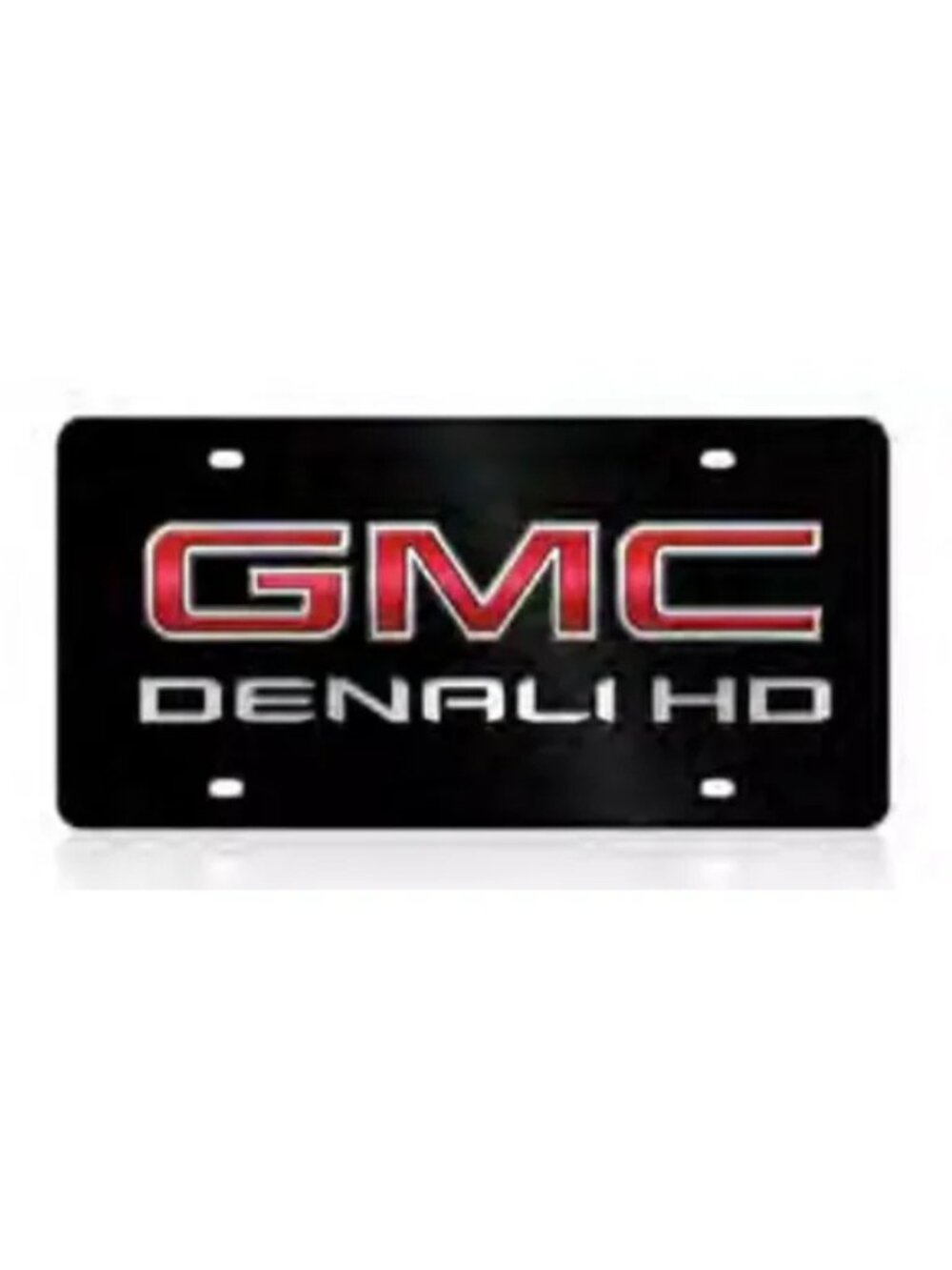 Black GMC Denali HD Logo Red Fill Lazer Tag Etched Premium Acrylic License Plate